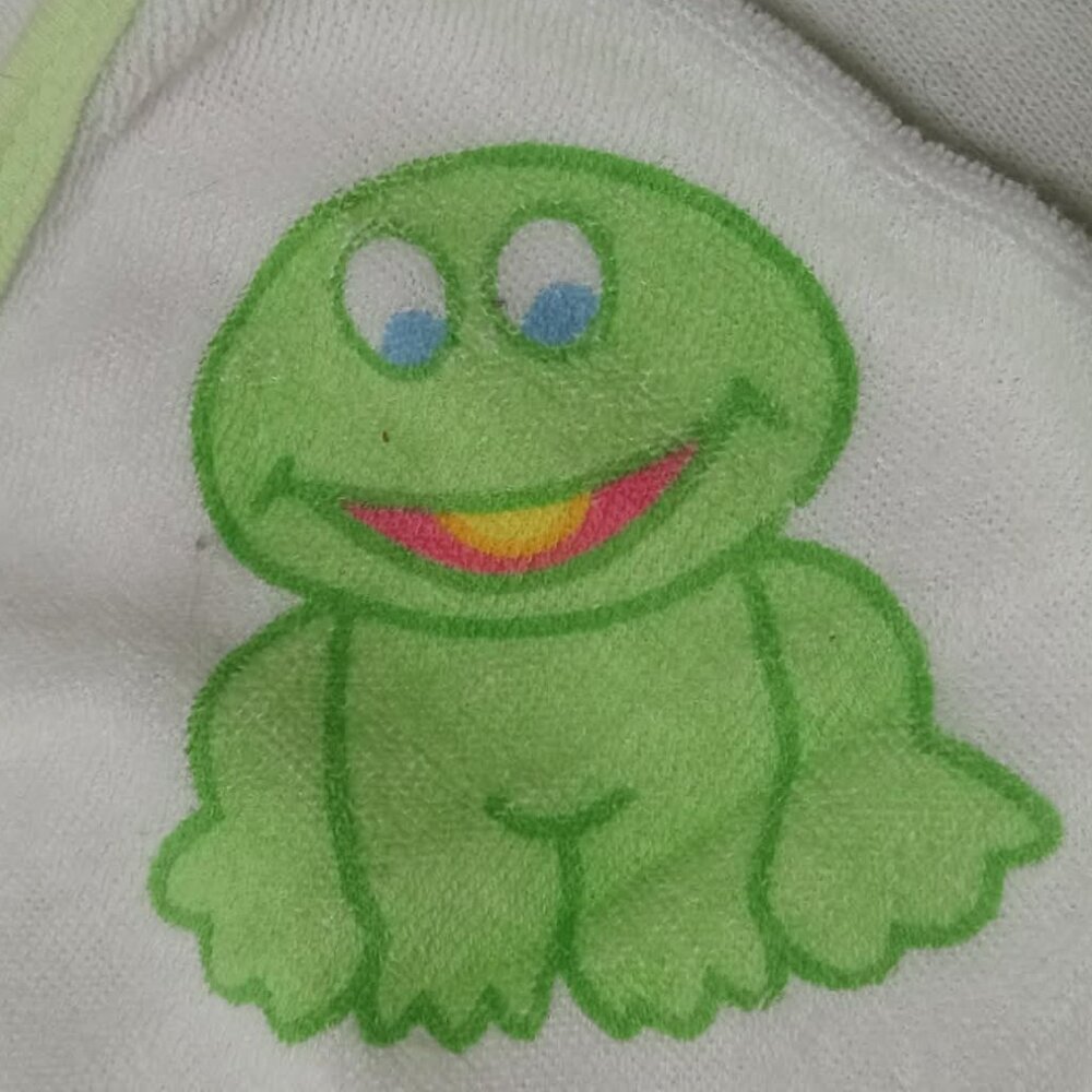 17 x 21 inch terry cloth bath towel with frog design, 2005